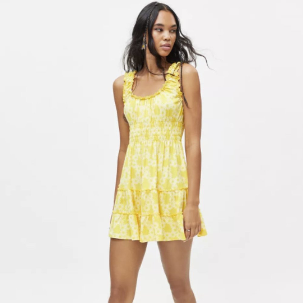 Urban Outfitters Lizzy Smocked Floral Mini Dress